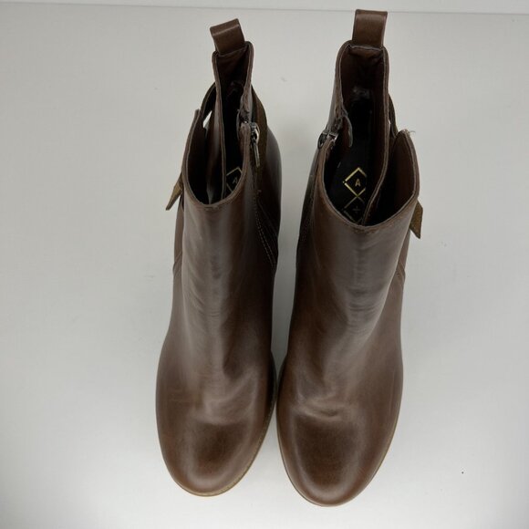 A+ Ellen Chestnut Brown Ankle Boots Womens Size 11 Block Heels Zippered Closure - Picture 5 of 10